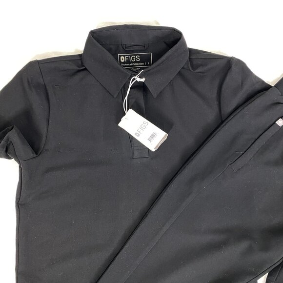 Figs Scrubs set Black New with tags Nala Polo Top Tidore trouser pant - Picture 2 of 11